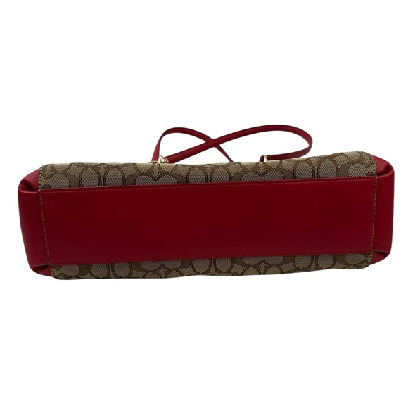 Coach Christie Carryall Double Zip Logo Bag Red Tan - Picture 3 of 16